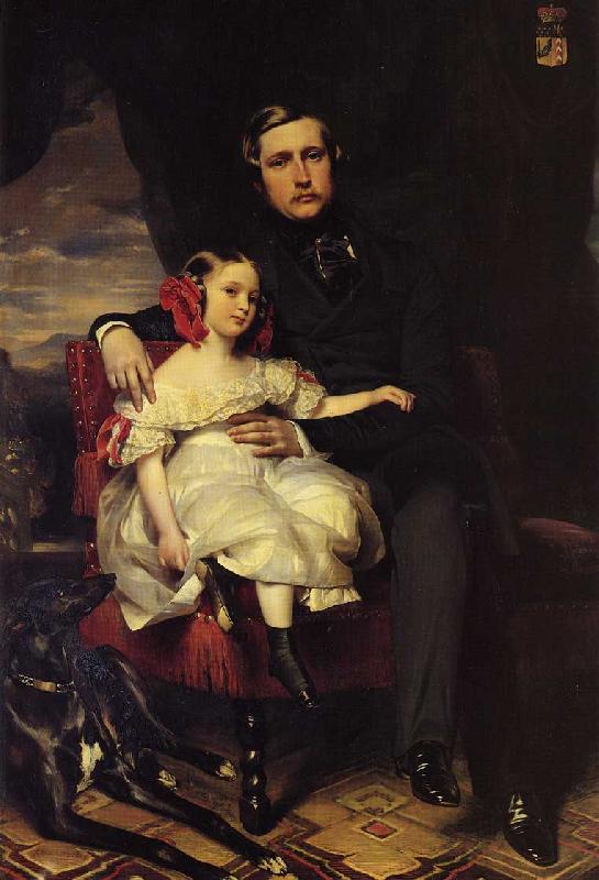 Franz Xaver Winterhalter Napoleon Alexandre Louis Joseph Berthier, Prince de Wagram and his Daughter, Malcy Louise Caroline F oil painting picture